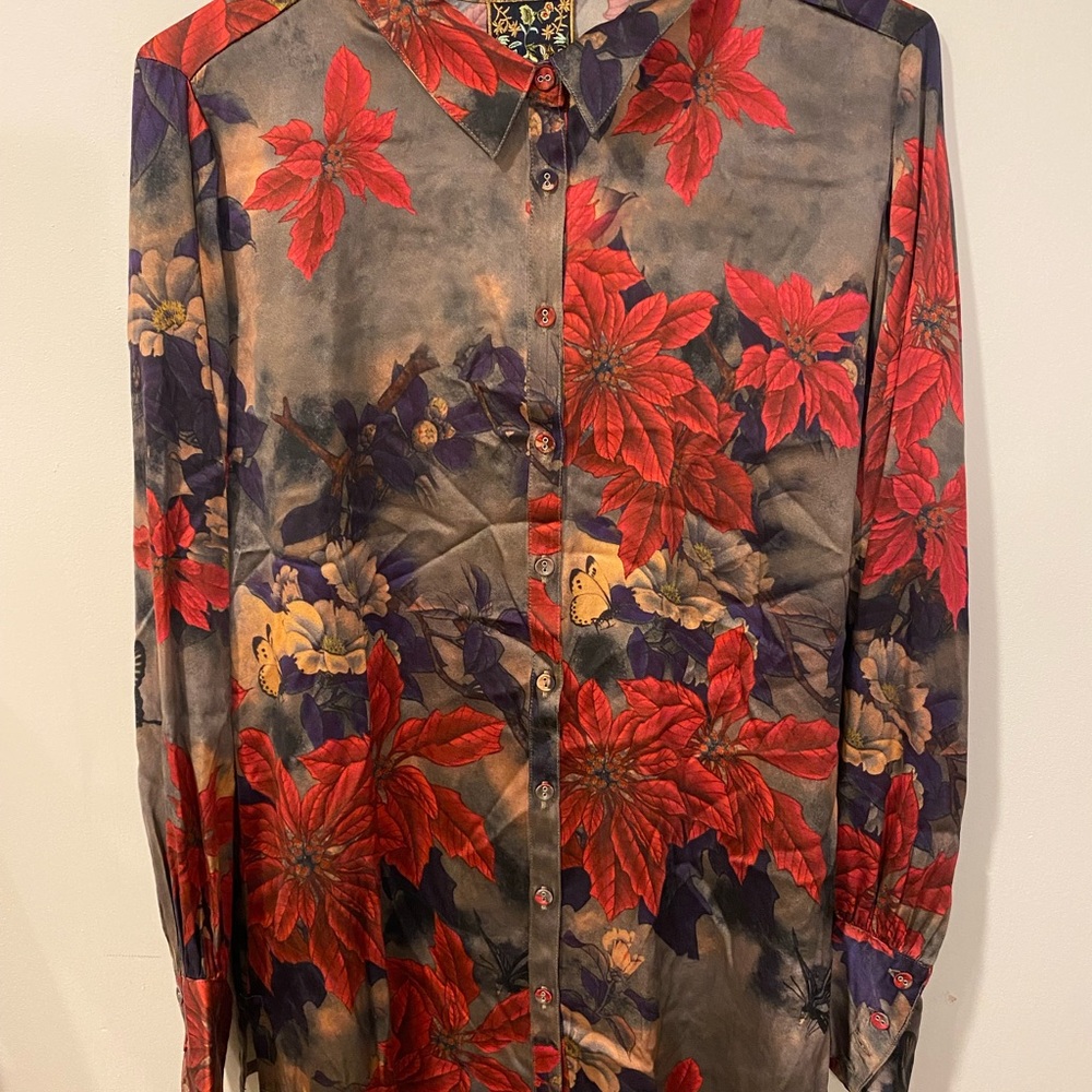Johnny Was Embroidered Patch Shirt